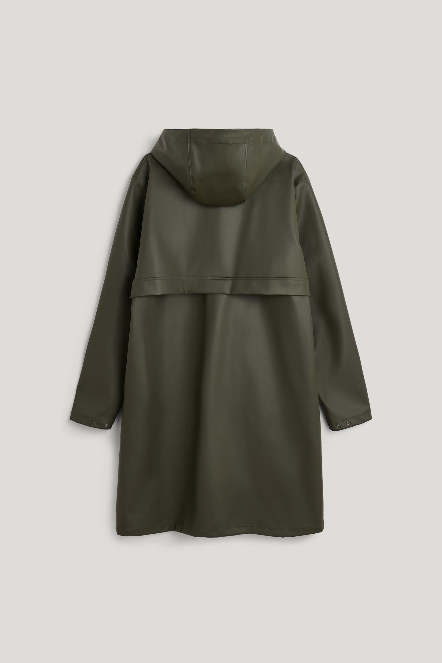 Classic long rain jacket with stylish press studs