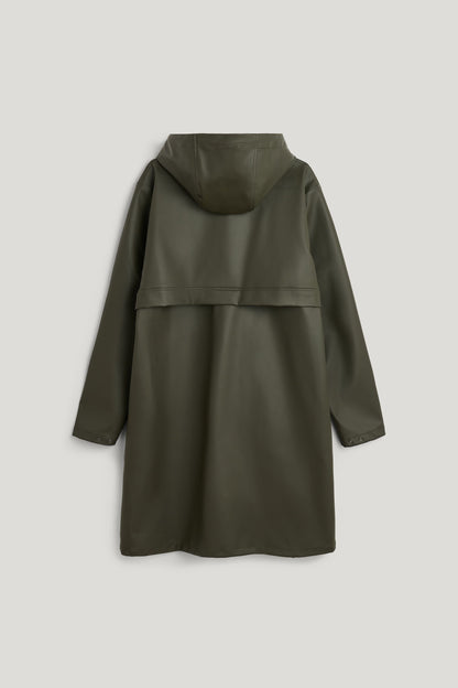 Classic long rain jacket with stylish press studs