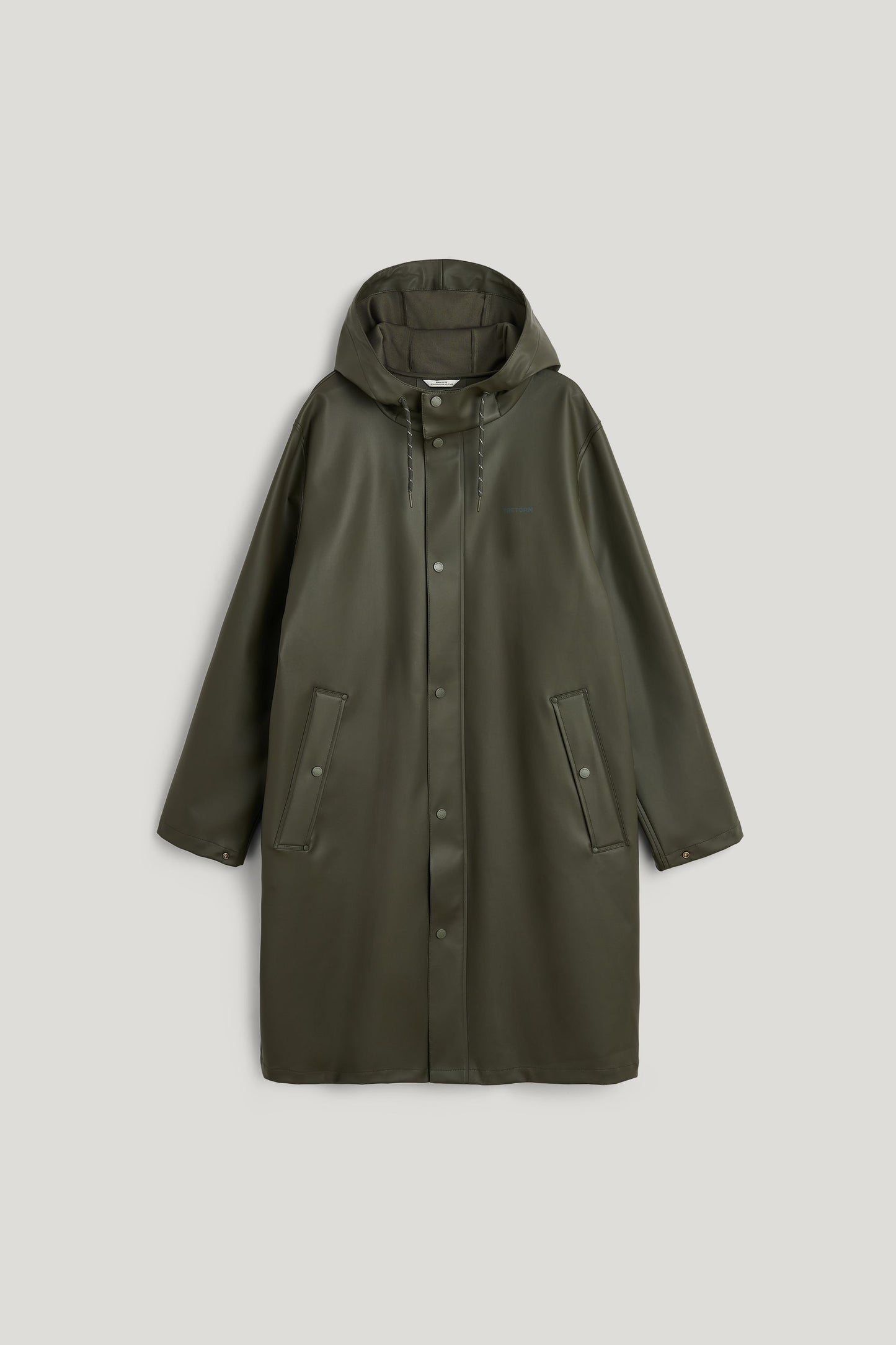Classic long rain jacket with stylish press studs