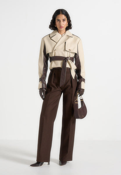 Cropped Gabardine Trench Coat With Belt