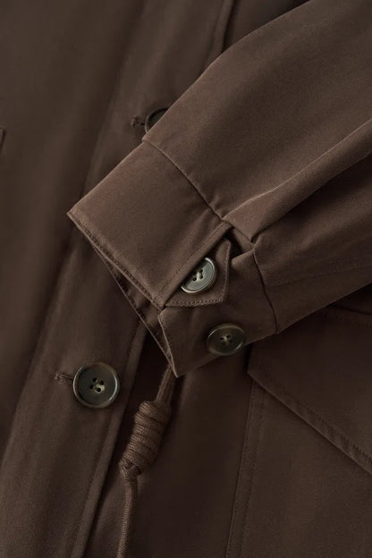 Detachable Quilted Lining Fur Collar Parka in Lightweight Blend-2