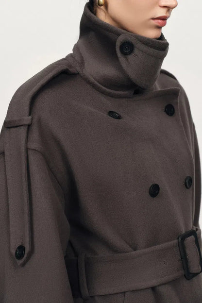 Double Breasted Long Coat in Double Face Merino Cashmere