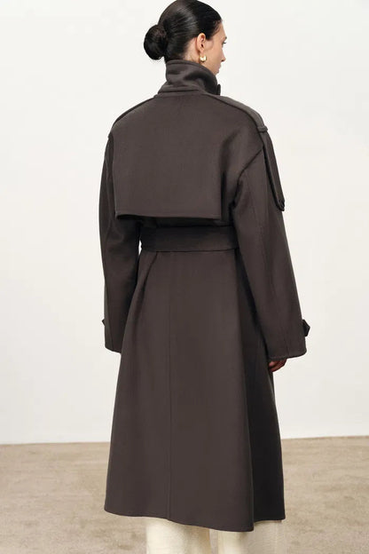 Double Breasted Long Coat in Double Face Merino Cashmere