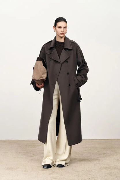 Double Breasted Long Coat in Double Face Merino Cashmere