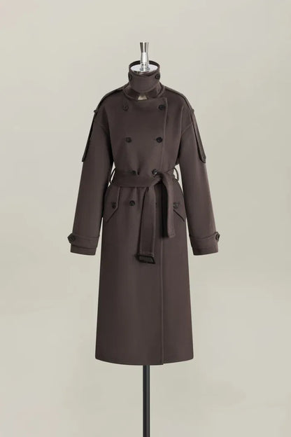 Double Breasted Long Coat in Double Face Merino Cashmere
