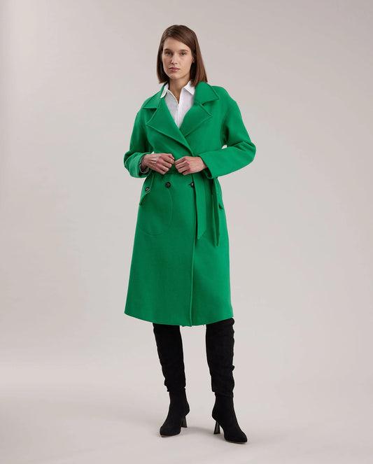 HAMIDA Tailored Wool Coat with Defined Waist and Classic Lapel