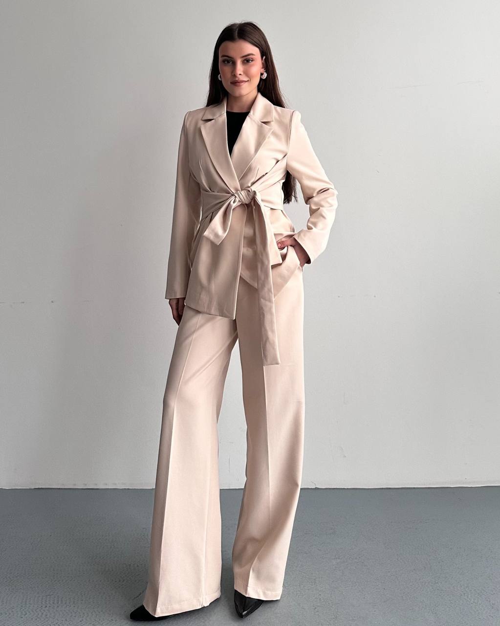 Hamida Belted Chic Styled Short Coat-1