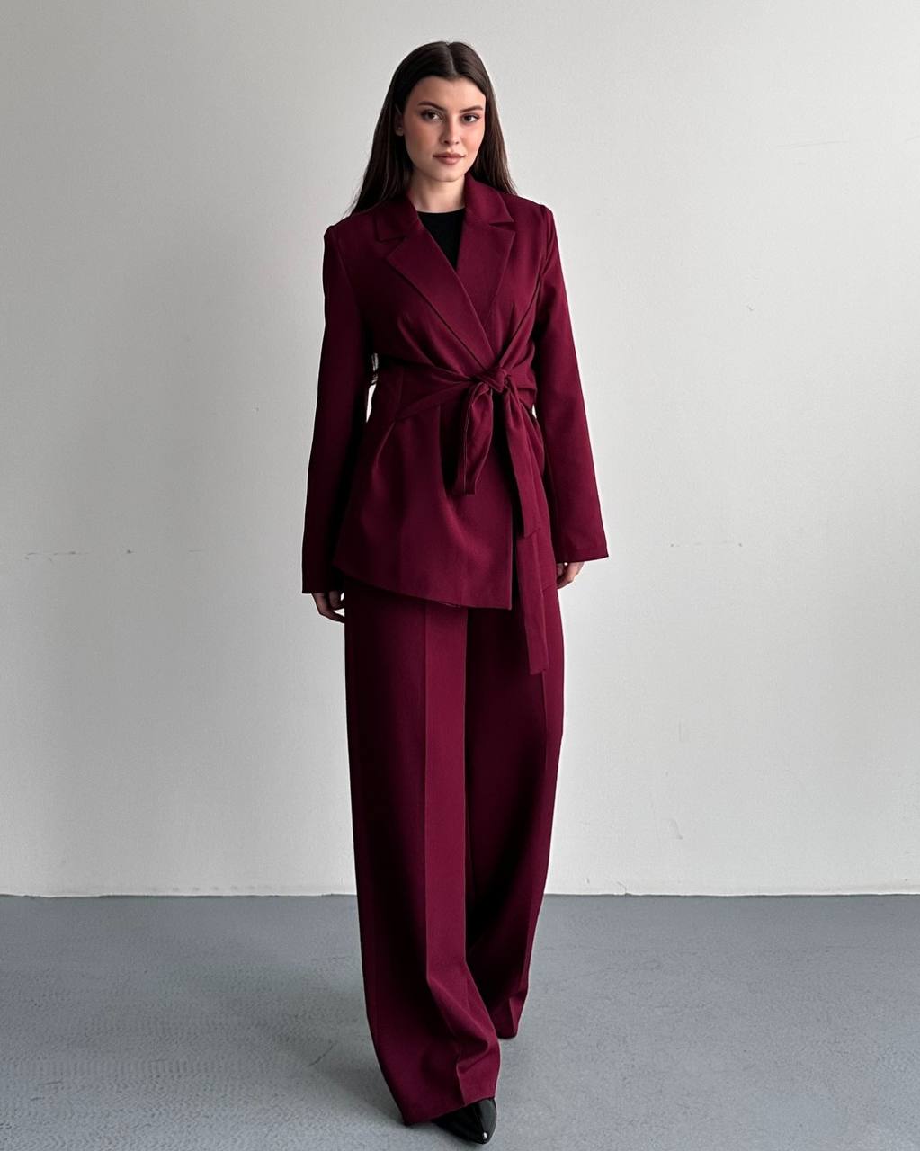 Hamida Belted Chic Styled Short Coat-2