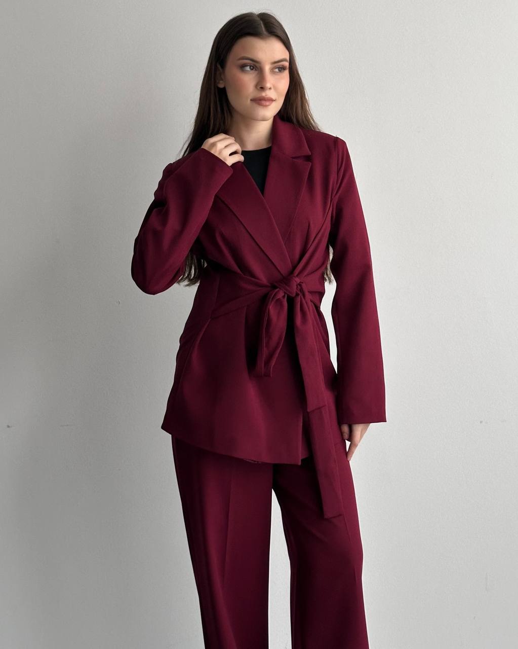 Hamida Belted Chic Styled Short Coat-2