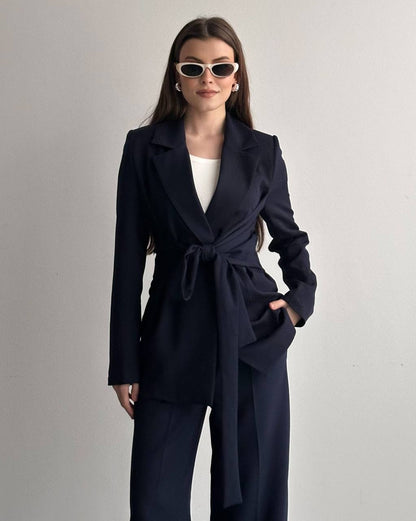 Hamida Belted Chic Styled Short Coat-2