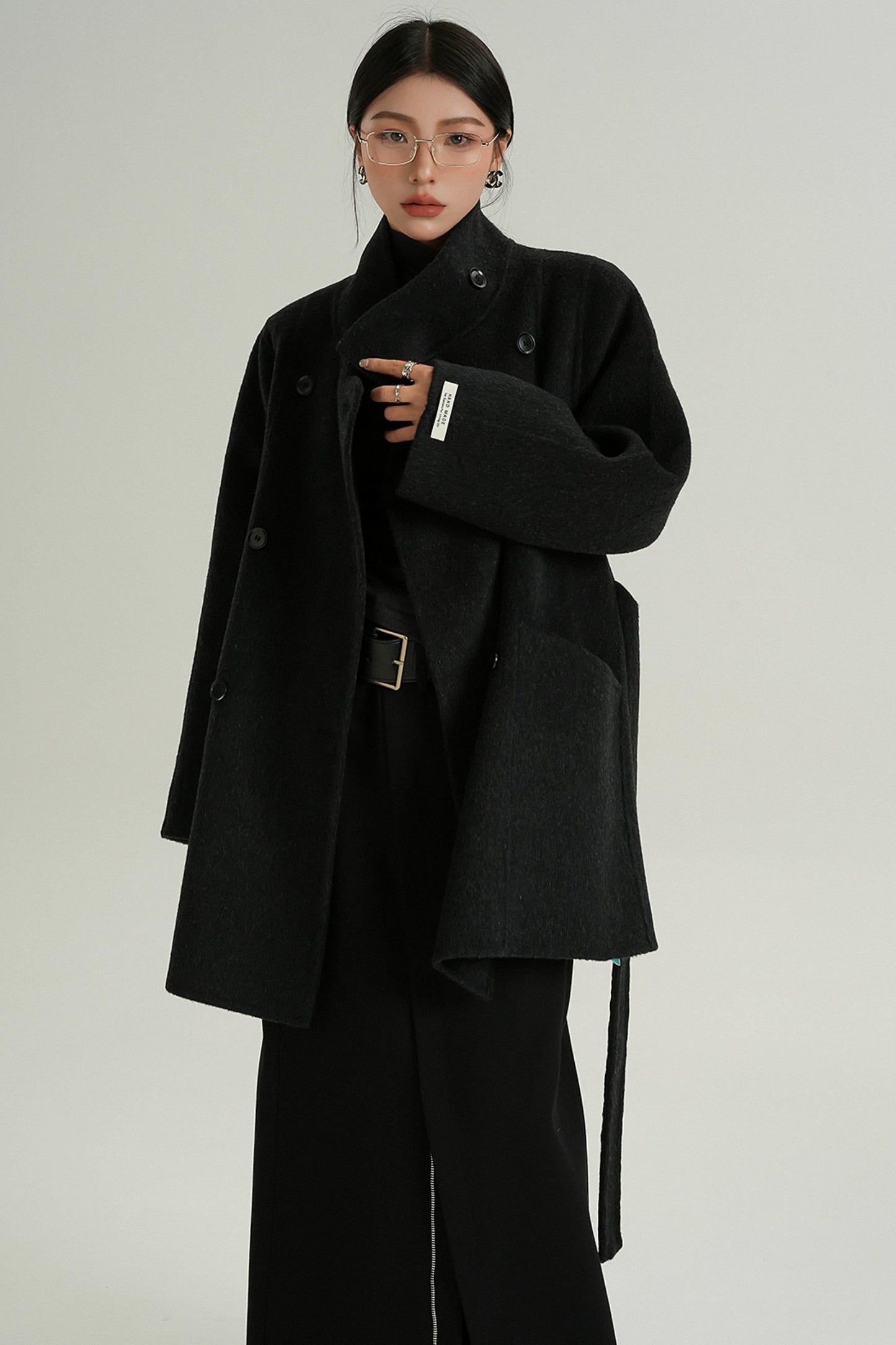 Hamida Stand Collar Double-Breast Coat