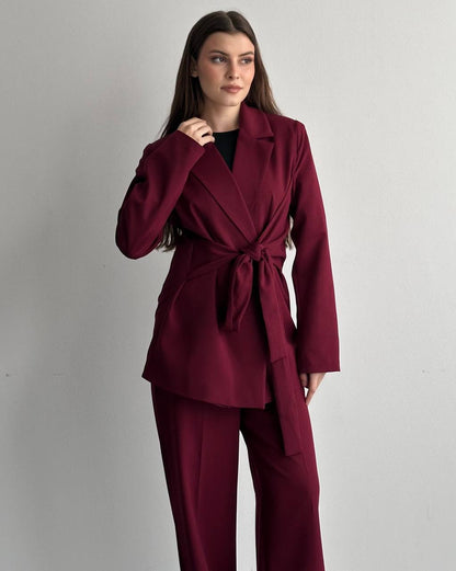 Hamida Belted Chic Styled Short Coat-1