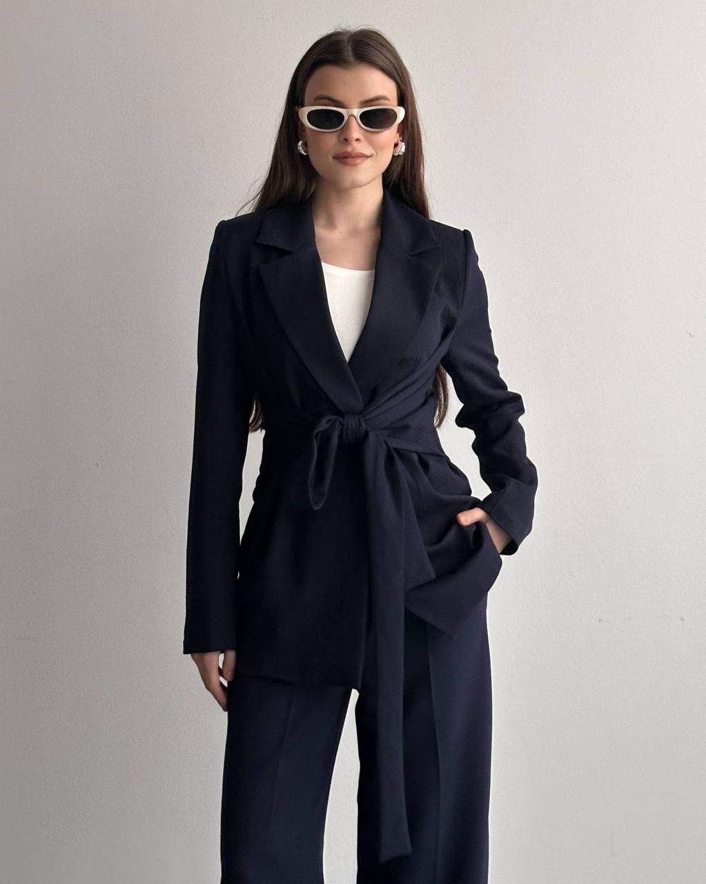 Hamida Belted Chic Styled Short Coat-1
