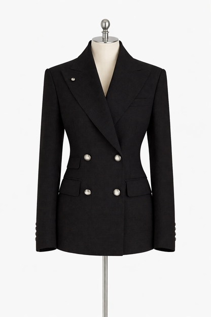 Hamida Structured Double-Breasted Tailored Coat and Blazer