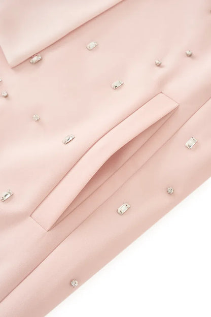 Hand Applied Rhinestones Wide Shoulder Blazer