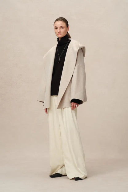 Handcrafted Hooded Cashmere Double-Face Coat