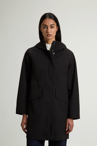 Hooded Raincoat With Refined Pockets