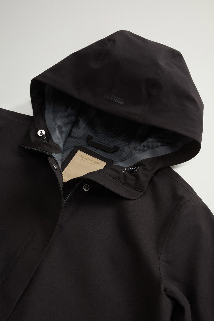 Hooded Raincoat With Refined Pockets