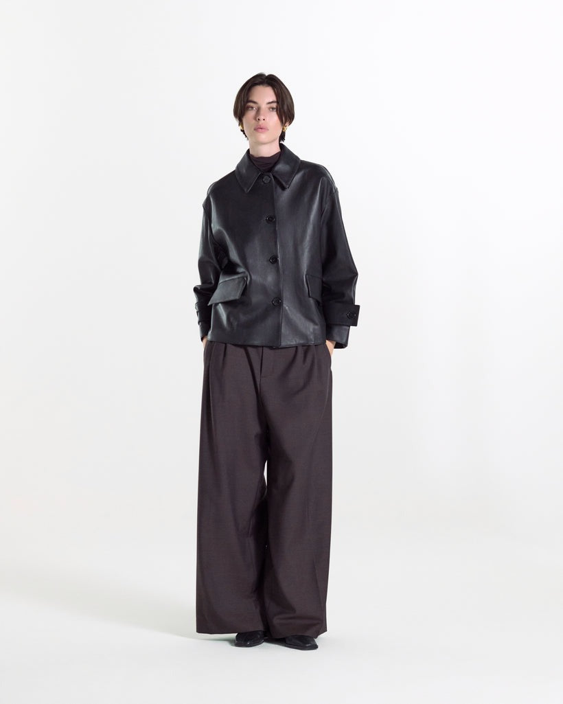 Hamida Slim Rexine Leather Jacket
