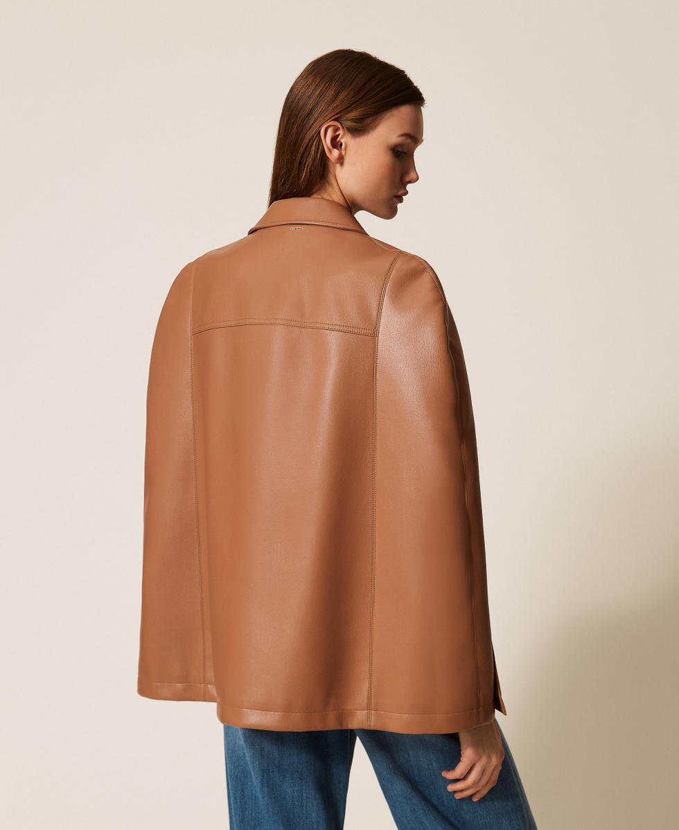 Leather Effected Cape-Style Jacket