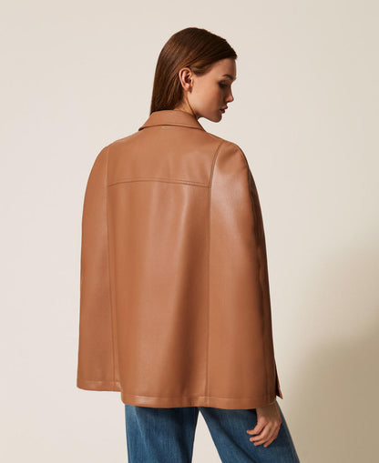 Leather Effected Cape-Style Jacket