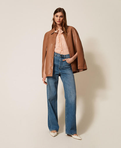 Leather Effected Cape-Style Jacket