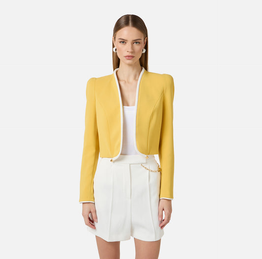 Lightweight crepe jacket with 3D piping