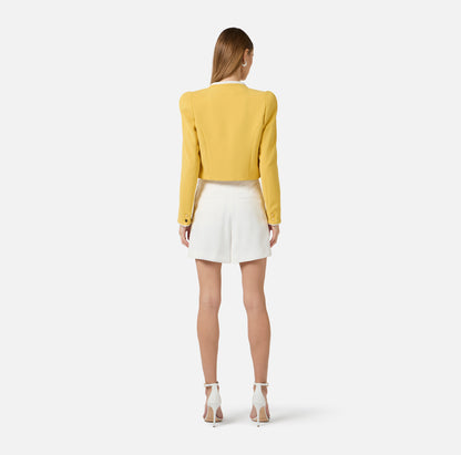 Lightweight crepe jacket with 3D piping
