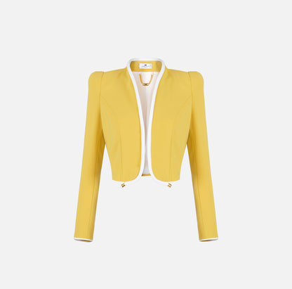 Lightweight crepe jacket with 3D piping
