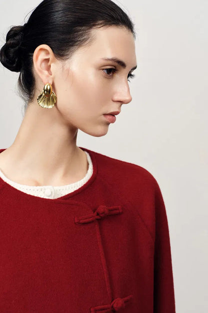 New Style Buttoned Short Wool Coat in Merino Wool