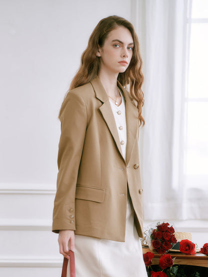 Notched Collar Single Breasted Casual Blazer