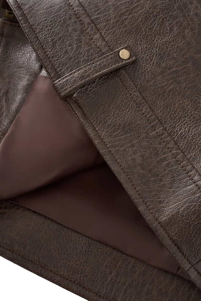 Short Biker Jacket in Faux Leather