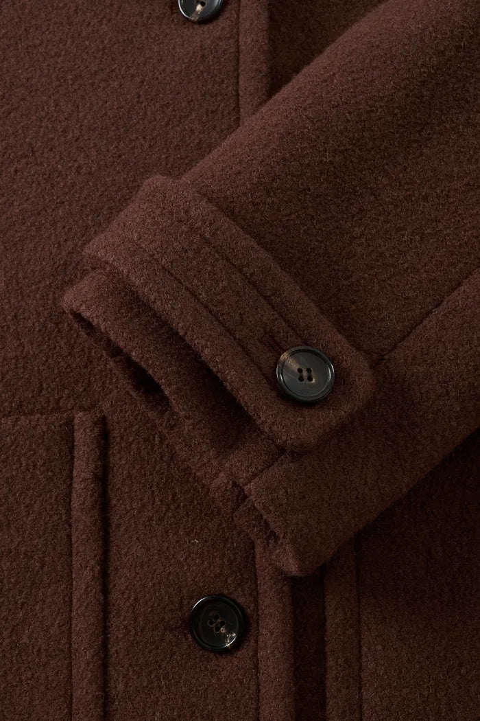 Stand Collar Tie Short Coat in Cashmere