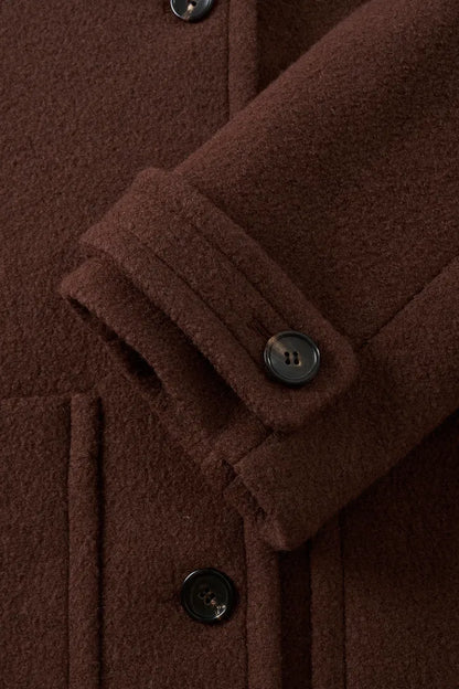 Stand Collar Tie Short Coat in Cashmere