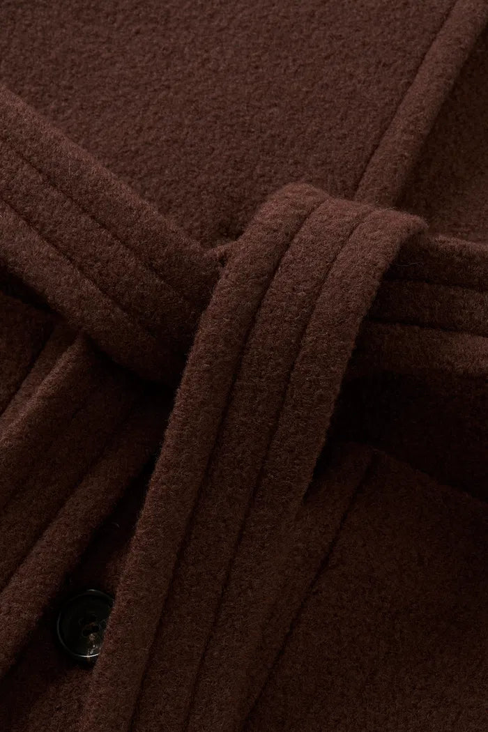 Stand Collar Tie Short Coat in Cashmere