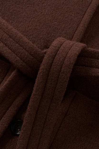 Stand Collar Tie Short Coat in Cashmere