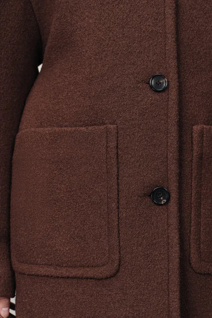 Stand Collar Tie Short Coat in Cashmere