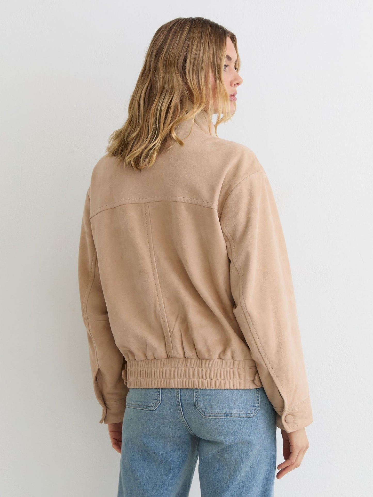 Suede Oversized Jacket in Neutral