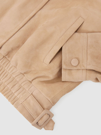 Suede Oversized Jacket in Neutral