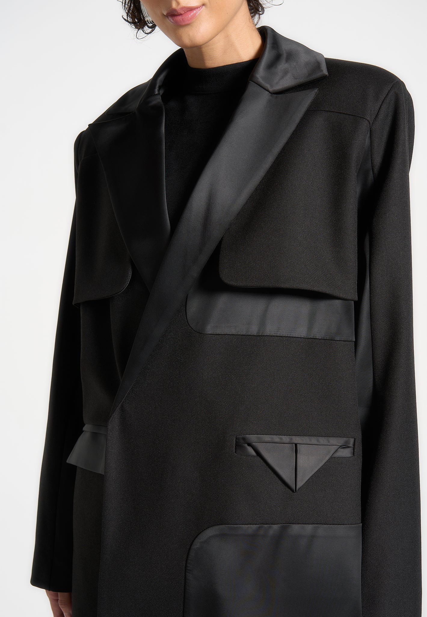 Tailored Satin Trench Coat