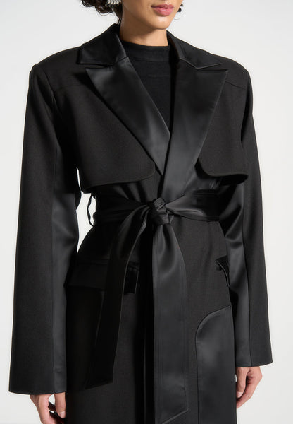 Tailored Satin Trench Coat