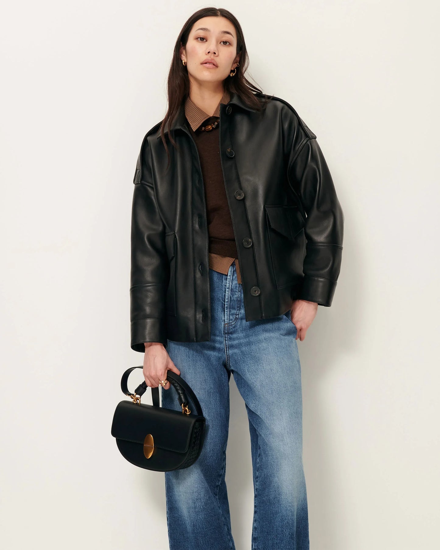 Hamida Luxe Chic Rexine Leather Jacket-1