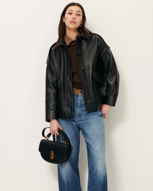 Hamida Luxe Chic Rexine Leather Jacket-1