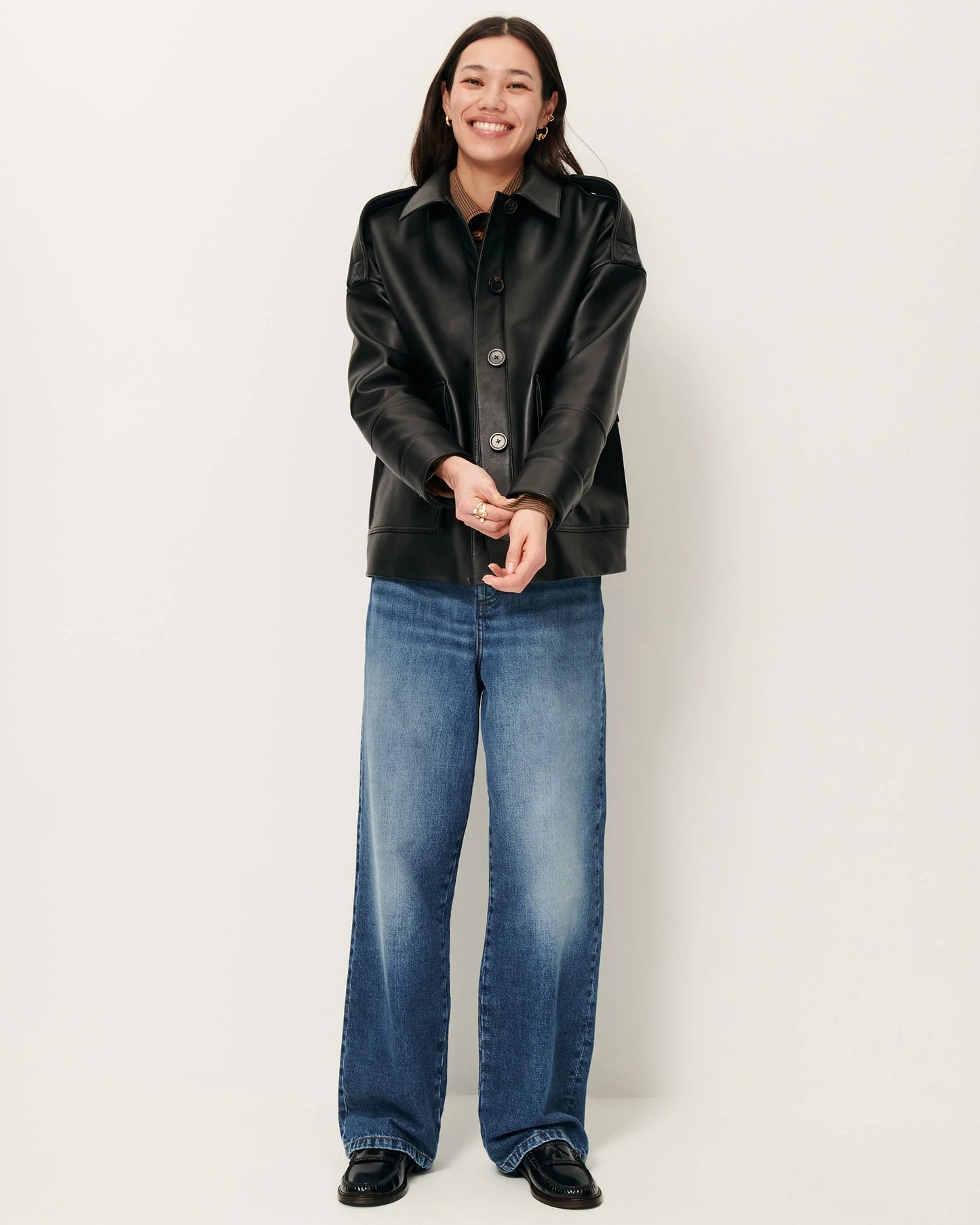 Hamida Luxe Chic Rexine Leather Jacket-1