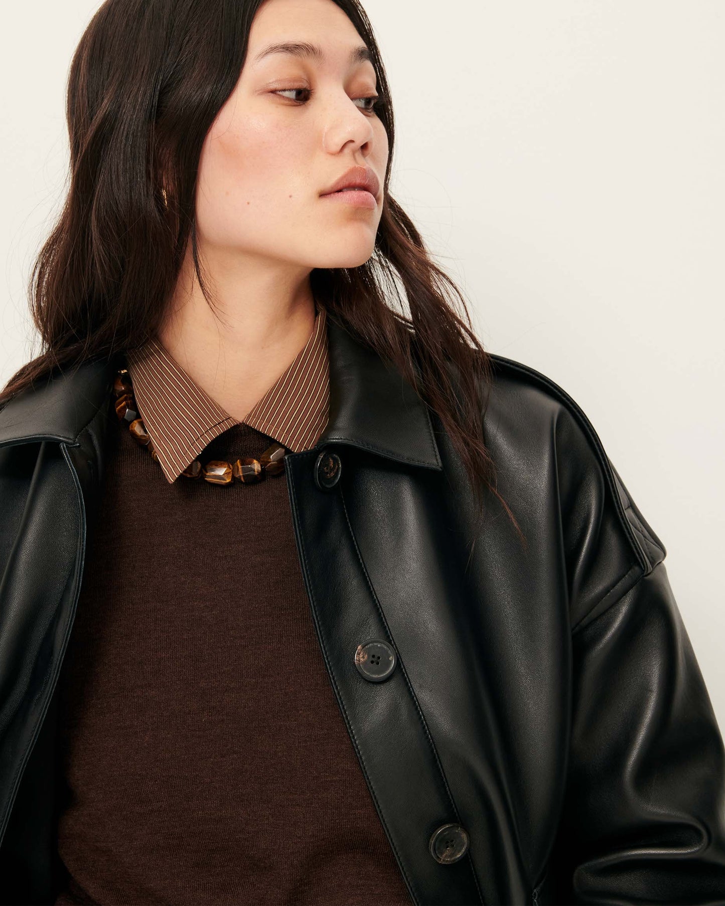 Hamida Luxe Chic Rexine Leather Jacket-1
