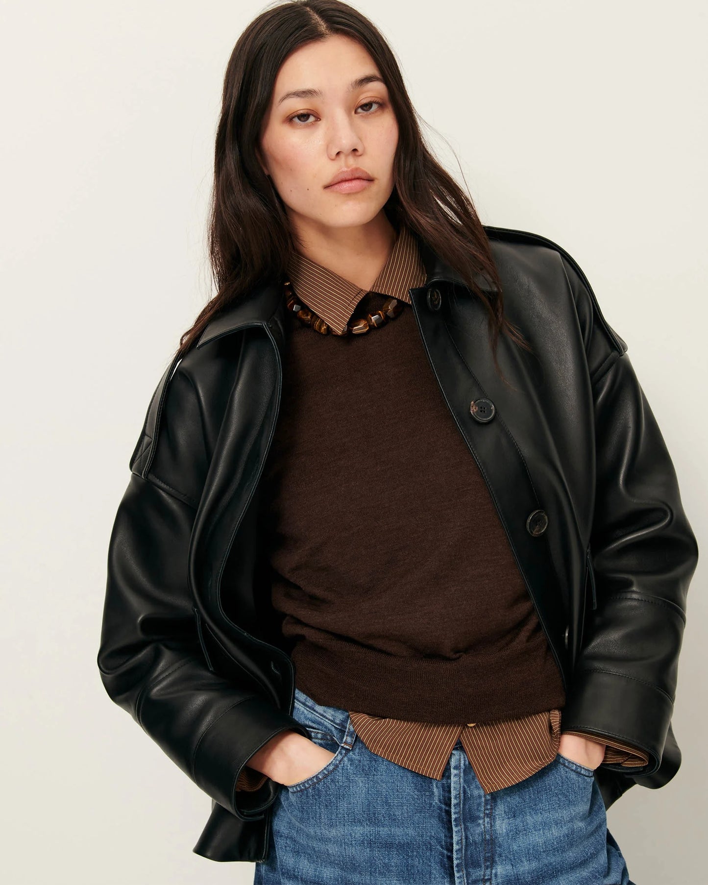 Hamida Luxe Chic Rexine Leather Jacket-1
