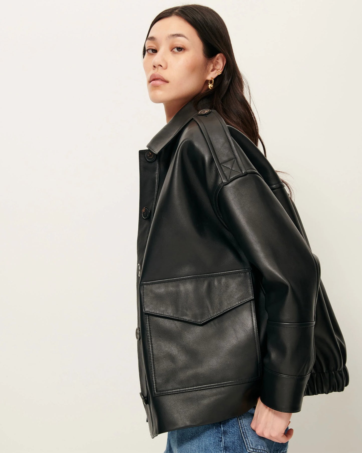 Hamida Luxe Chic Rexine Leather Jacket-1