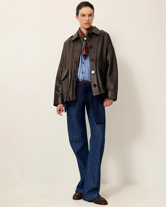 Hamida Luxe Chic Rexine Leather Jacket-2