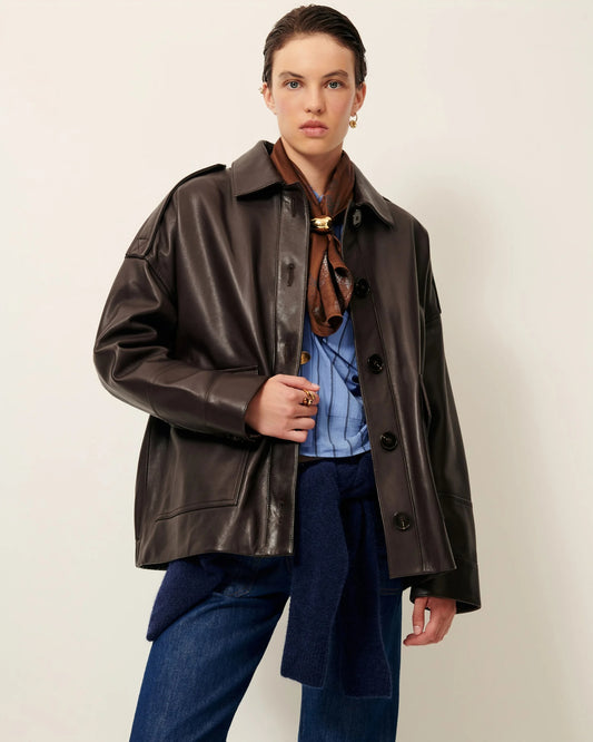 Hamida Luxe Chic Rexine Leather Jacket-2