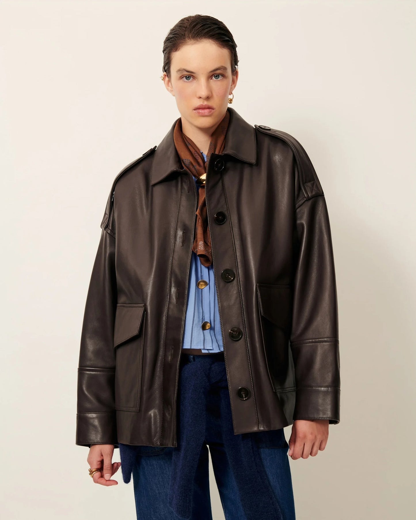 Hamida Luxe Chic Rexine Leather Jacket-2